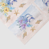 Bloemenschildering in waterverftechniek Dolfijnen  Tissuepapier (Detail)