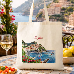 Bloemenschildering Italiaanse Amalfitaanse Kust Na Tote Bag
