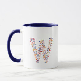Bloemenschildering Letter W Monogram Mok