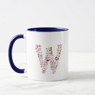 Bloemenschildering Letter W Monogram Mok