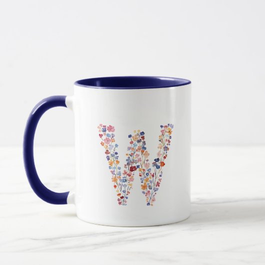 Bloemenschildering Letter W Monogram Mok (Links)
