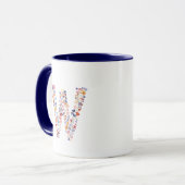 Bloemenschildering Letter W Monogram Mok (Voorkant links)