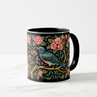 Bloemenschildering met blauwe vogels in William Mo Mok