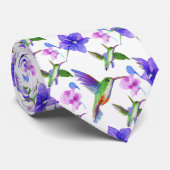 Bloemenschildering met kolibrie en bloemen halsdoe stropdas (Opgerold)