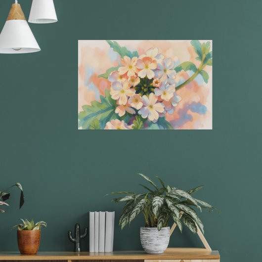 Bloemenschildering met waterverftechniek Kunstpost Poster (Woonkamer 1)