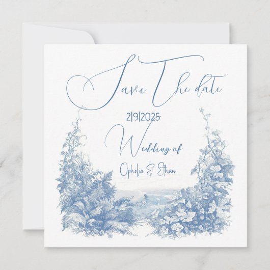 Bloemenschildering Moderne typografie bruiloft Save The Date (Voorkant)