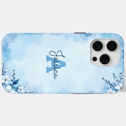 Bloemenschildering Monogram Gepersonaliseerd Case-Mate iPhone Case (Achterkant (horizontaal))