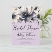 Bloemenschildering Paarse Bruiloftsdouche Kaart (Staand voorkant)