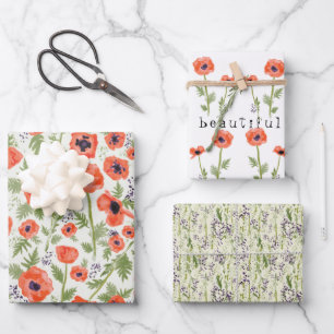 Bloemenschildering Papavers Oranje Decoupage Cadea Inpakpapier Vel
