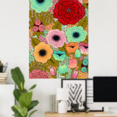 Bloemenschildering Poster Kunstprint (Thuiskantoor)