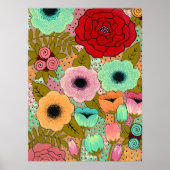 Bloemenschildering Poster Kunstprint (Voorkant)