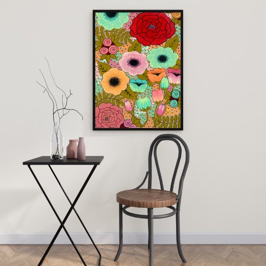 Bloemenschildering Poster Kunstprint