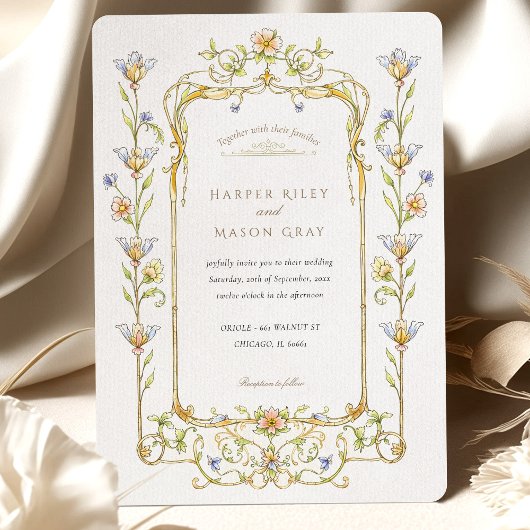 Bloemenschildering Rococo Lijst Bruiloft Kaart