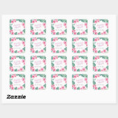 Bloemenschildering Roze en Groene Favor Stickers (Vel)