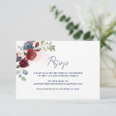 Bloemenschildering Script QR Code Huwelijk RSVP Kaartje (Staand voorkant)