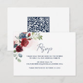 Bloemenschildering Script QR Code Huwelijk RSVP Kaartje (Voorkant / Achterkant)