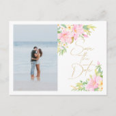 Bloemenschildering Trouwfoto Save The Date Uitnodiging Briefkaart (Voorkant)