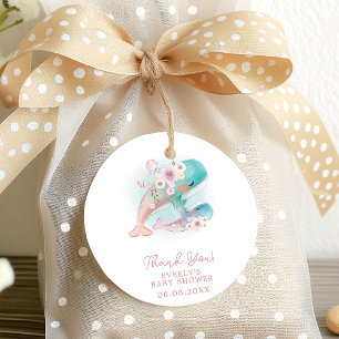 Bloemenschildering Walvissen Meisje Baby Shower Bedankjes Labels