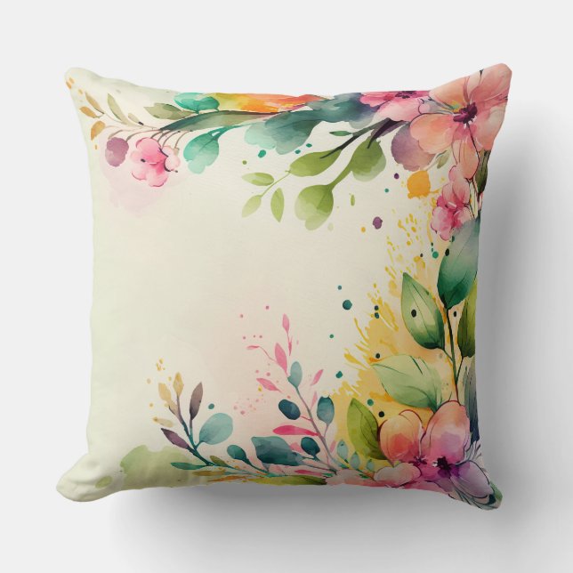 Bloemenschildering Worpkussen Kussen (Voorkant)