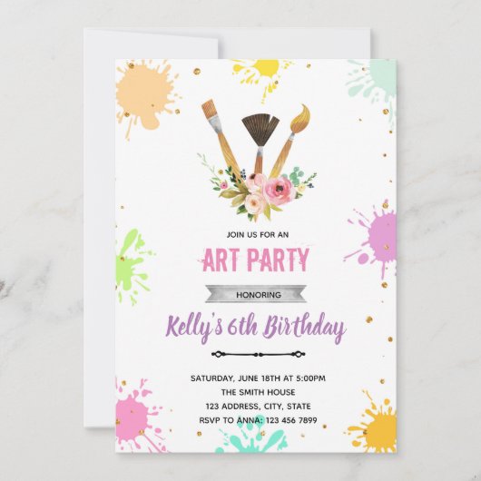 Bloemenschilderkunst Uitnodiging (Voorkant)