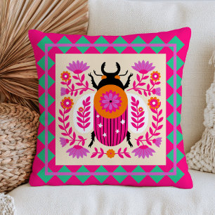 Bloemenschildkever Insect Illustratie Fuchsia Roze Kussen