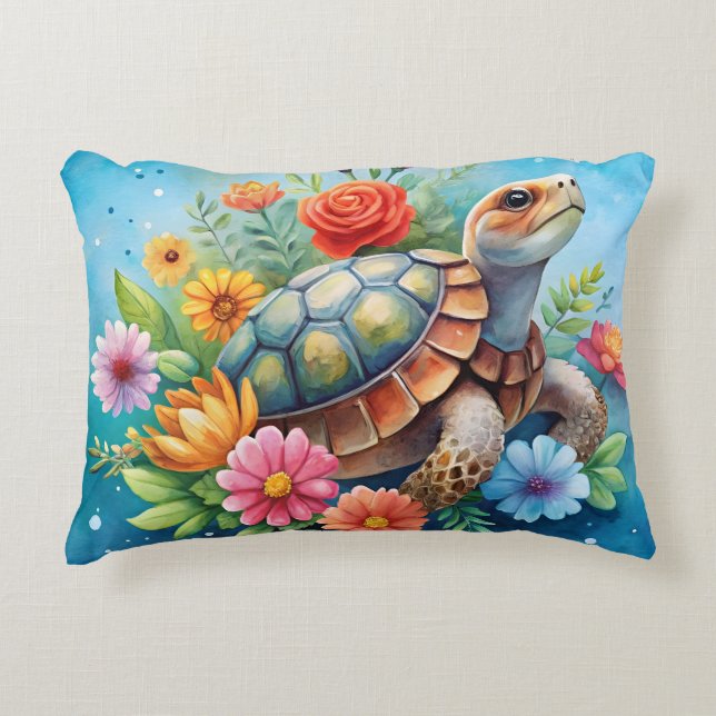 Bloemenschildpad Accent Kussen (Voorkant)