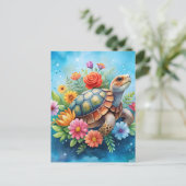 Bloemenschildpad Briefkaart (Staand voorkant)