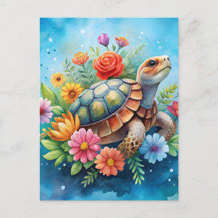 Bloemenschildpad Briefkaart