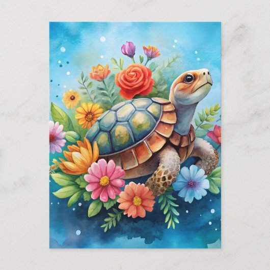 Bloemenschildpad Briefkaart (Voorkant)
