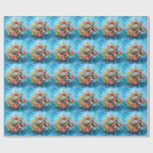 Bloemenschildpad Cadeaupapier (Vlak)