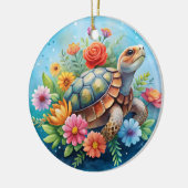 Bloemenschildpad Keramisch Ornament (Links)