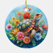 Bloemenschildpad Keramisch Ornament (Achterkant)