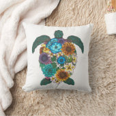 Bloemenschildpad Kleur Witte Achtergrond Kussen (Deken)
