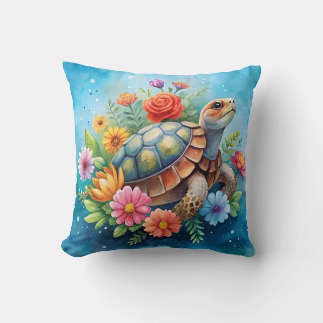 Bloemenschildpad Kussen (Voorkant)