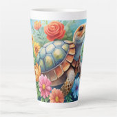Bloemenschildpad Latte Mok (Voorkant)