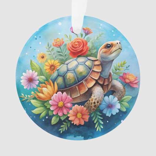 Bloemenschildpad Ornament (voorkant)