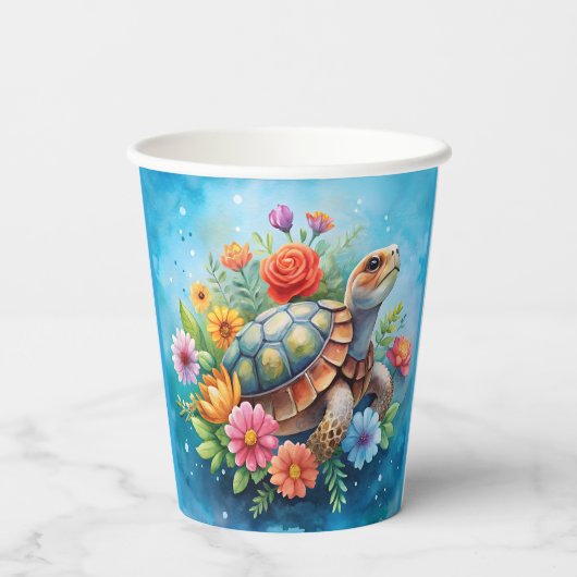 Bloemenschildpad Papieren Bekers (Achterkant)