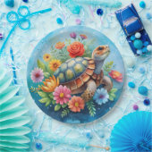 Bloemenschildpad Papieren Bordje (Feest)