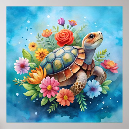 Bloemenschildpad Poster (Voorkant)