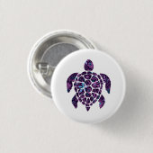 Bloemenschildpad ronde button 3,2 cm (Voorkant /achterkant)