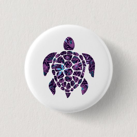 Bloemenschildpad ronde button 3,2 cm (Voorkant)