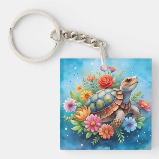 Bloemenschildpad Sleutelhanger (voorkant)