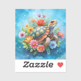 Bloemenschildpad Sticker