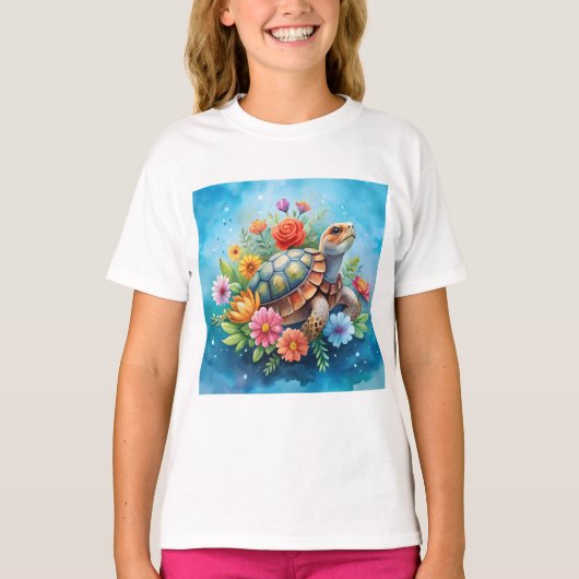 Bloemenschildpad T-shirt (Voorkant)