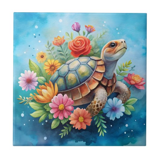 Bloemenschildpad Tegeltje (Voorkant)