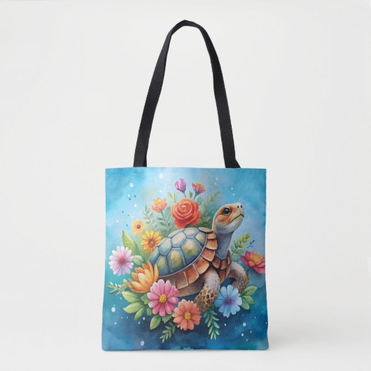 Bloemenschildpad Tote Bag (Voorkant)