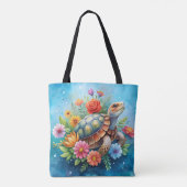 Bloemenschildpad Tote Bag (Achterkant)
