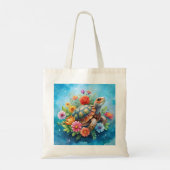 Bloemenschildpad Tote Bag (Achterkant)
