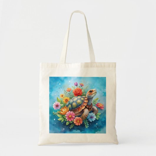 Bloemenschildpad Tote Bag (Voorkant)