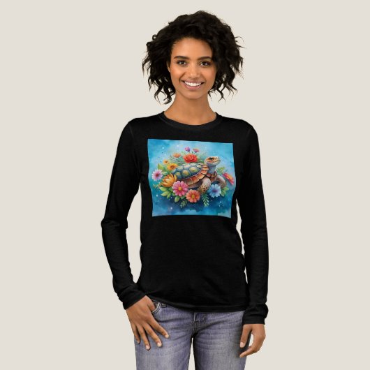 Bloemenschildpad Tri-Blend Shirt (Voorkant)